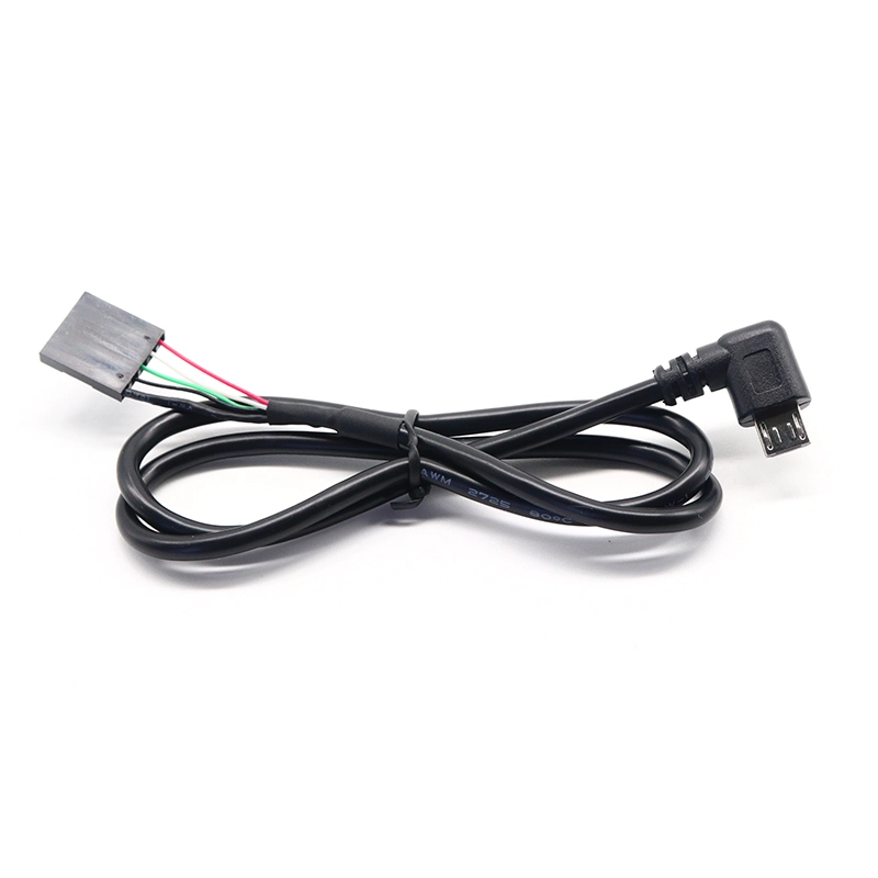 China 90-Grad-Rechts-/Linkswinkel-Micro-USB-5-Pin-Stecker auf Dupont-2,54-mm-Header-Motherboard-Buchsenkabel Hersteller