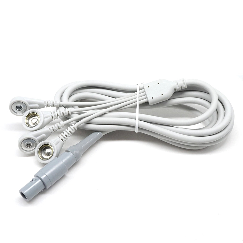porcelana Cable médico lemo de 4 pines a 3,9mm 10,0mm ecg eeg ekg emg cable leadwire para almohadilla de electrodo de silicona fabricante