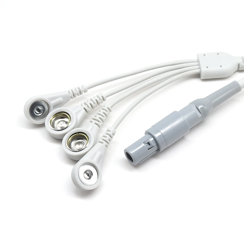 porcelana Cable médico lemo de 4 pines a 3,9mm 10,0mm ecg eeg ekg emg cable leadwire para almohadilla de electrodo de silicona fabricante