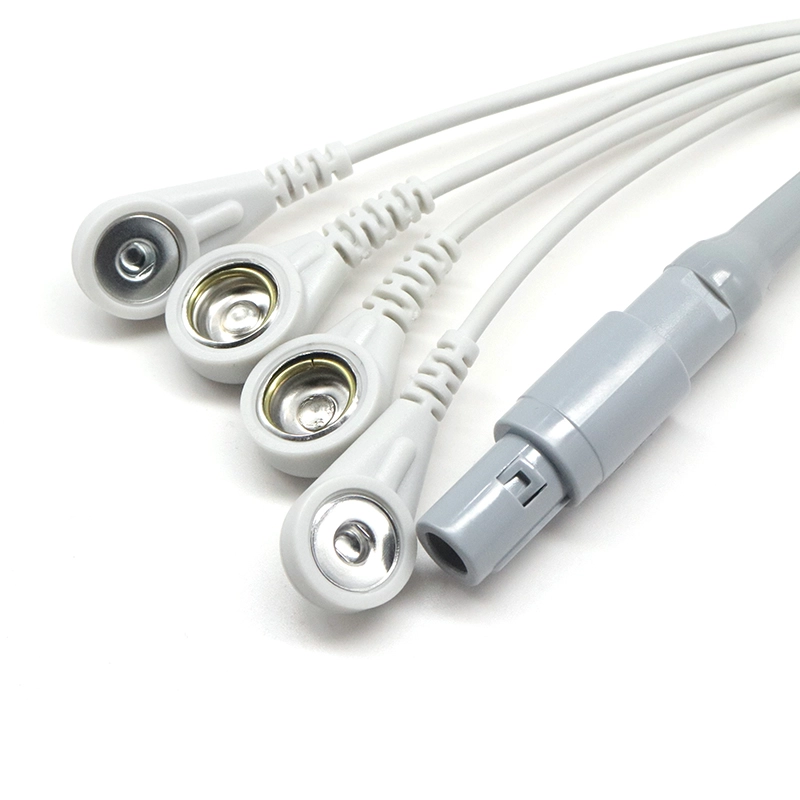 porcelana Cable médico lemo de 4 pines a 3,9mm 10,0mm ecg eeg ekg emg cable leadwire para almohadilla de electrodo de silicona fabricante