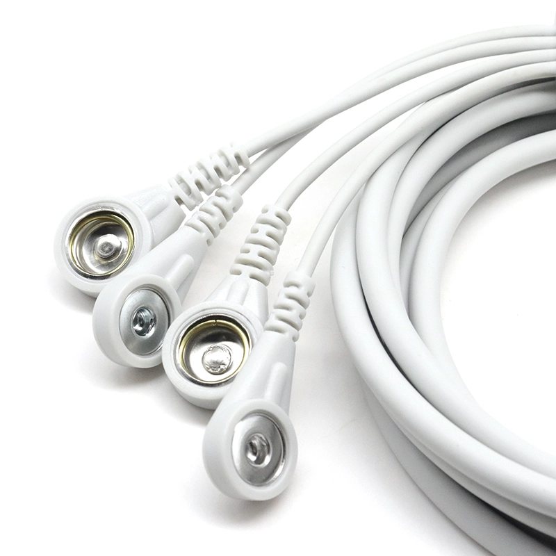 porcelana Cable médico lemo de 4 pines a 3,9mm 10,0mm ecg eeg ekg emg cable leadwire para almohadilla de electrodo de silicona fabricante