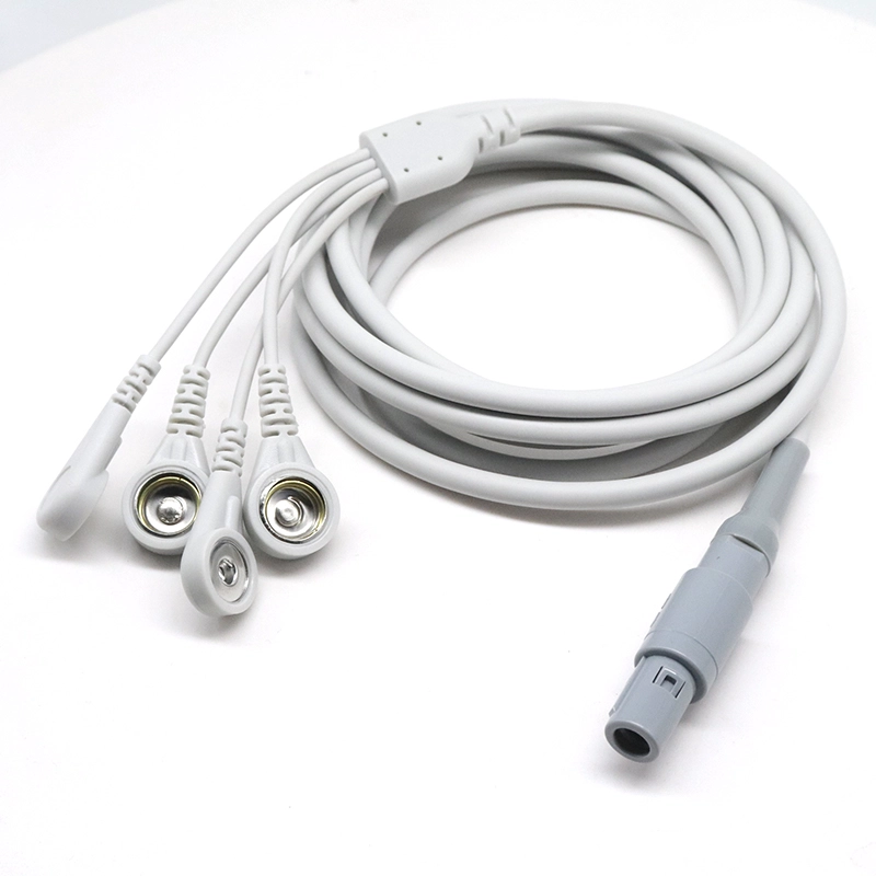 porcelana Cable médico lemo de 4 pines a 3,9mm 10,0mm ecg eeg ekg emg cable leadwire para almohadilla de electrodo de silicona fabricante