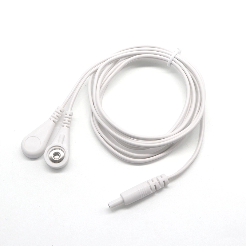 porcelana Cable conductor de electrodo Tens DC 2,35 mm macho a cable a presión ecg dual de 3,5 mm y 4,0 mm fabricante