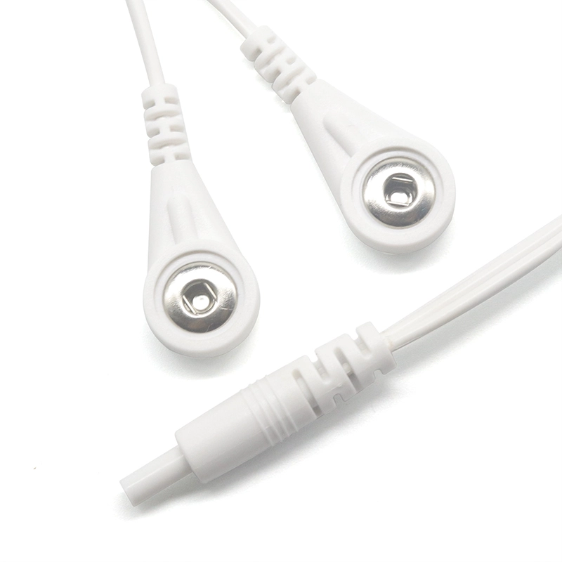 porcelana Cable conductor de electrodo Tens DC 2,35 mm macho a cable a presión ecg dual de 3,5 mm y 4,0 mm fabricante