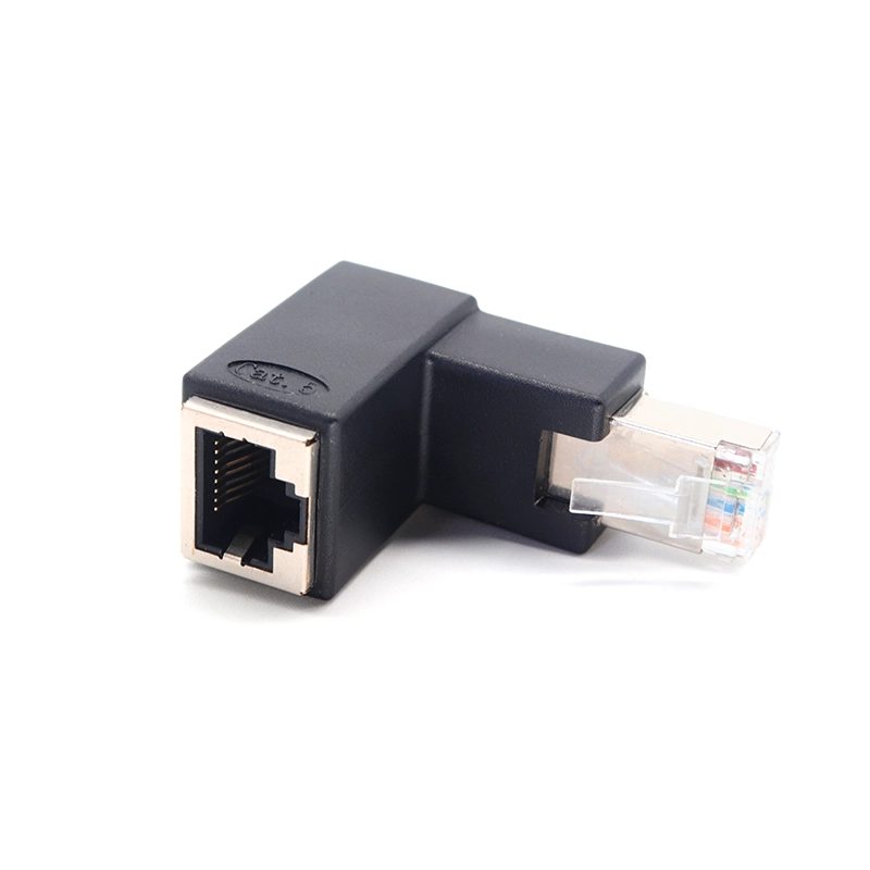 중국 Up angle RJ45 8P8C Male to RJ45 Female 익스텐더 어댑터 제조업체