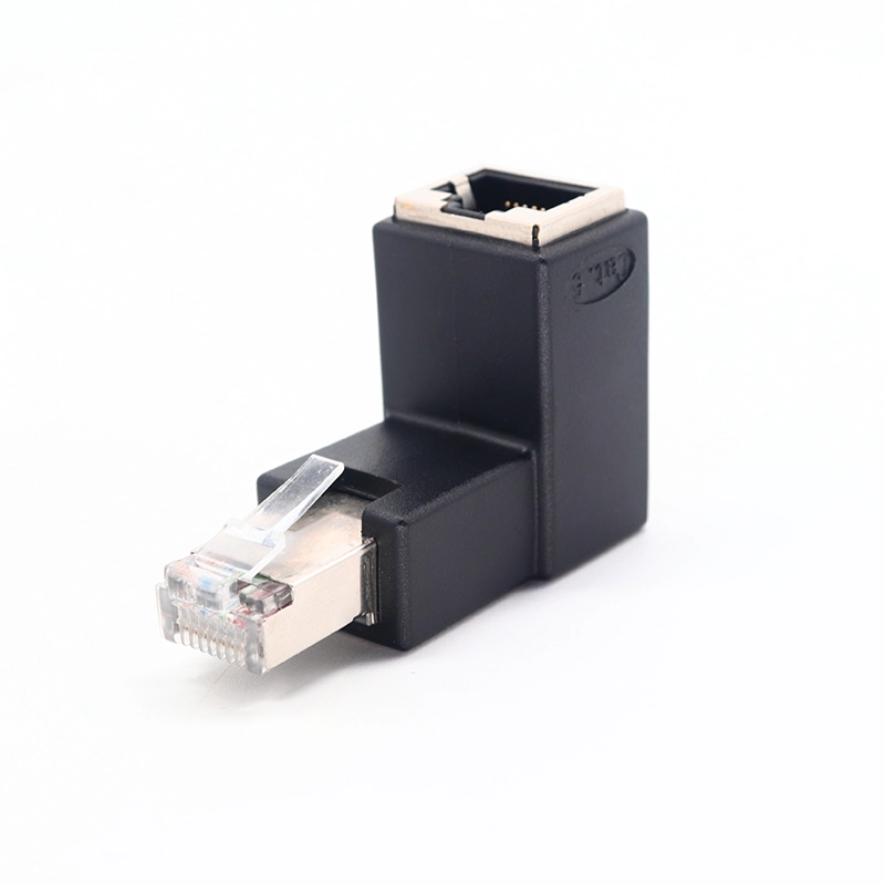 중국 Up angle RJ45 8P8C Male to RJ45 Female 익스텐더 어댑터 제조업체