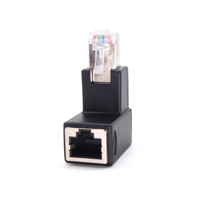 중국 Up angle RJ45 8P8C Male to RJ45 Female 익스텐더 어댑터 제조업체