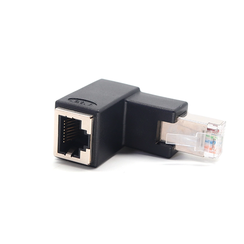 중국 Up angle RJ45 8P8C Male to RJ45 Female 익스텐더 어댑터 제조업체