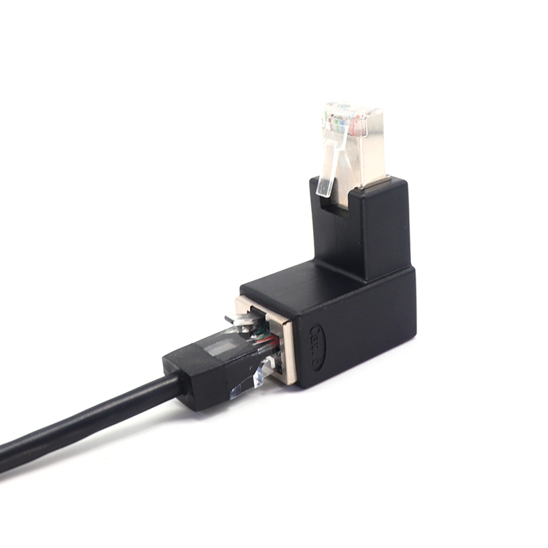 중국 Up angle RJ45 8P8C Male to RJ45 Female 익스텐더 어댑터 제조업체