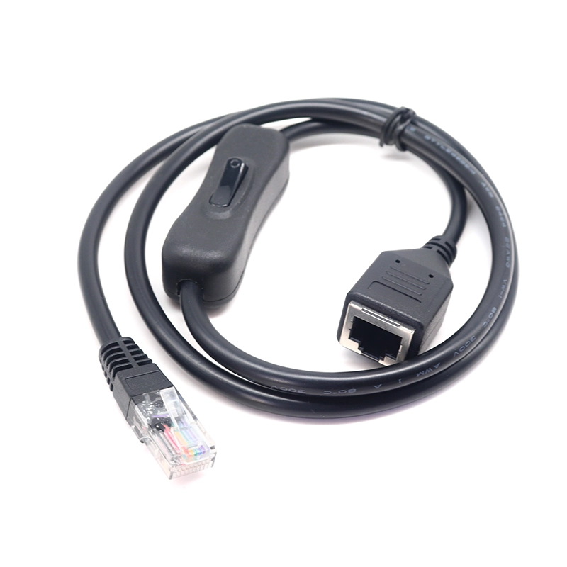 China Custom RJ45 Male naar RJ45 Female verlengsnoer met aan/uit schakelaar fabrikant