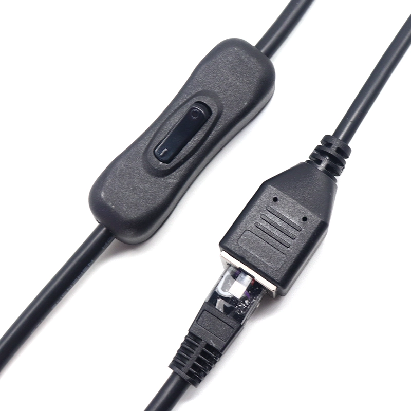 China Custom RJ45 Male naar RJ45 Female verlengsnoer met aan/uit schakelaar fabrikant
