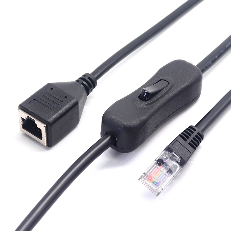 China Custom RJ45 Male naar RJ45 Female verlengsnoer met aan/uit schakelaar fabrikant