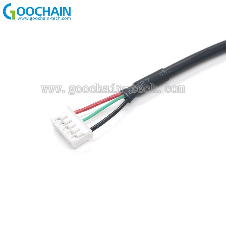 China Custom 90 Elbow Lightning Male Plug naar 5 Pin Terminal Connector Female Wire Molex Kabel met rubberen behuizing fabrikant