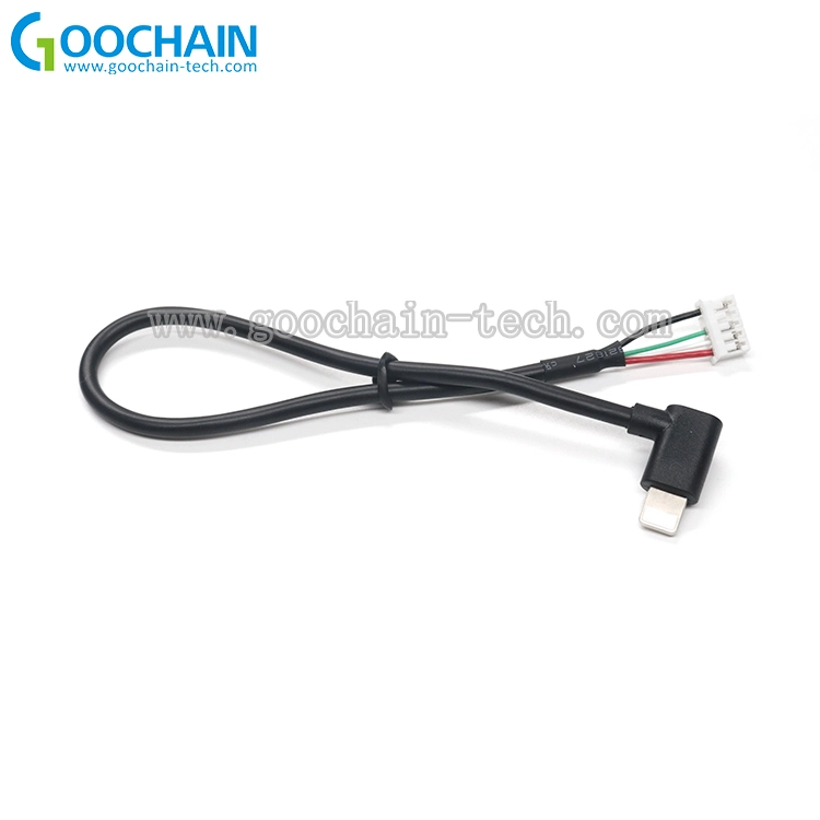 China Custom 90 Elbow Lightning Male Plug naar 5 Pin Terminal Connector Female Wire Molex Kabel met rubberen behuizing fabrikant