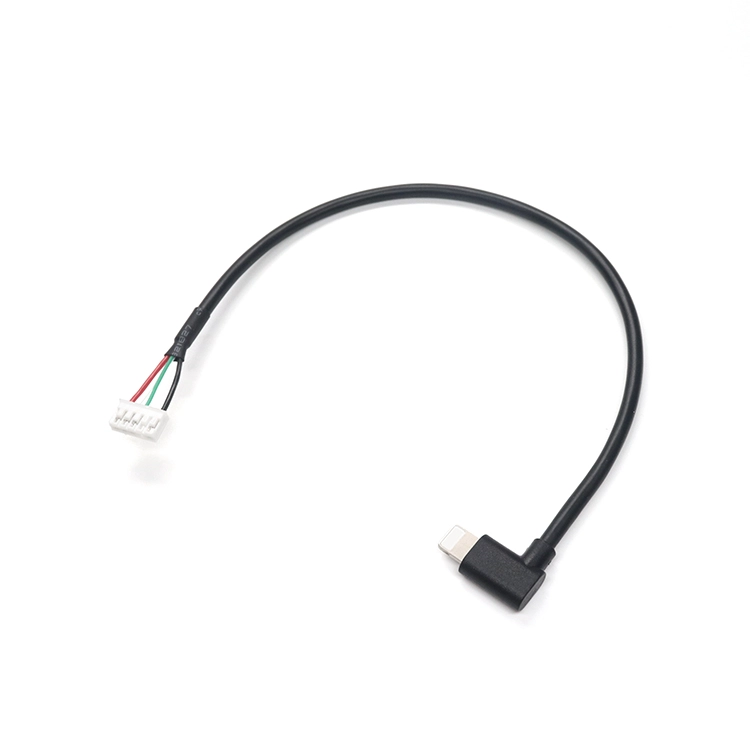 China Custom 90 Elbow Lightning Male Plug naar 5 Pin Terminal Connector Female Wire Molex Kabel met rubberen behuizing fabrikant