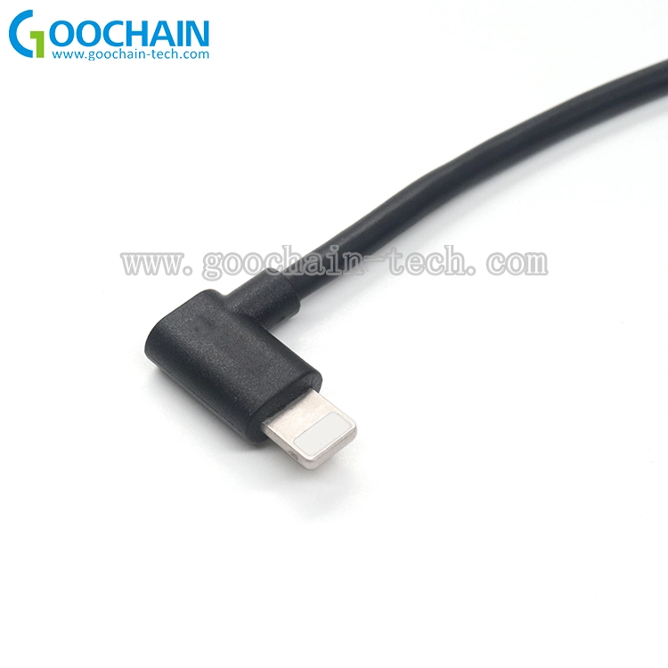 China Custom 90 Elbow Lightning Male Plug naar 5 Pin Terminal Connector Female Wire Molex Kabel met rubberen behuizing fabrikant