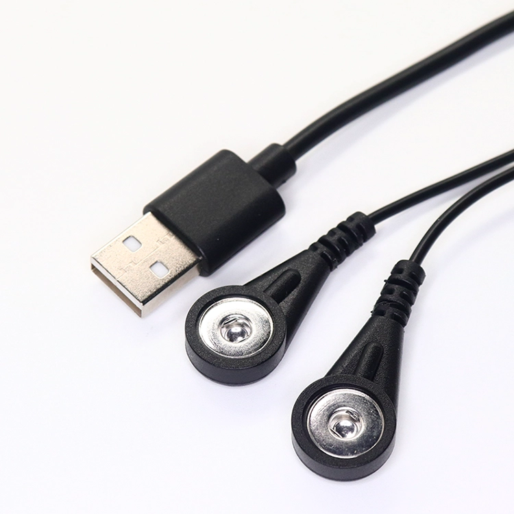 porcelana USB C hembra a 2 cables de 3,5 mm Hembra magnética ECG EEG EKG EMG Cable a presión con interruptor de botón de ENCENDIDO/APAGADO fabricante