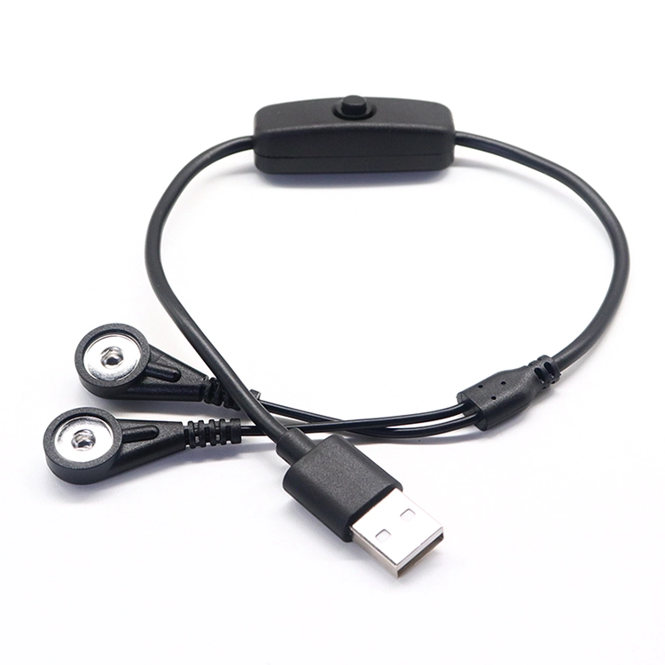 porcelana USB C hembra a 2 cables de 3,5 mm Hembra magnética ECG EEG EKG EMG Cable a presión con interruptor de botón de ENCENDIDO/APAGADO fabricante