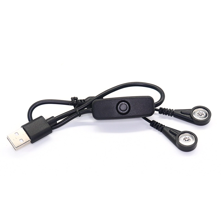 porcelana USB C hembra a 2 cables de 3,5 mm Hembra magnética ECG EEG EKG EMG Cable a presión con interruptor de botón de ENCENDIDO/APAGADO fabricante