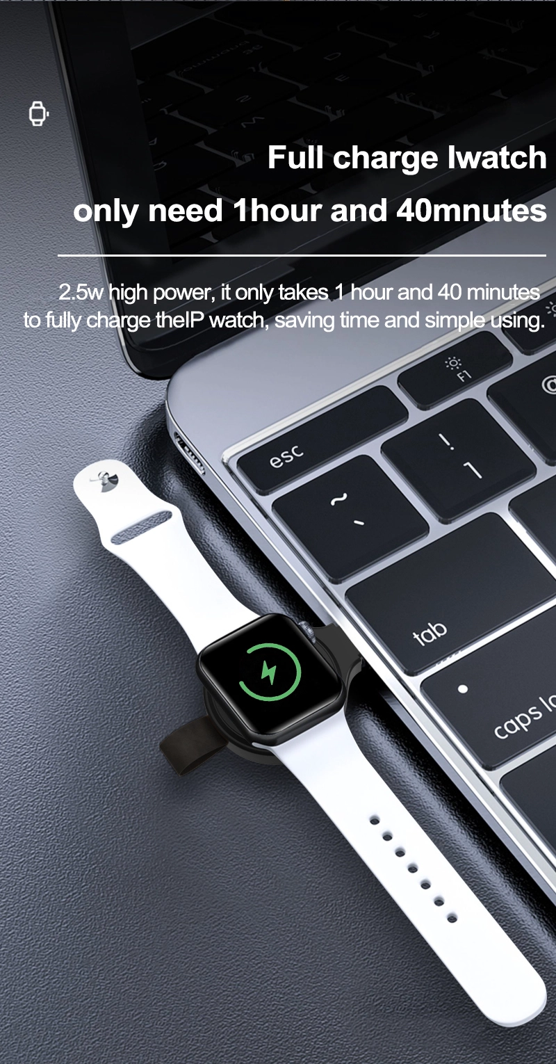 Chine Chargeur de montre intelligent magnétique sans fil portable de type USB A pour Apple Watch Charger Series 8/7/6/5/4/3/2/SE fabricant