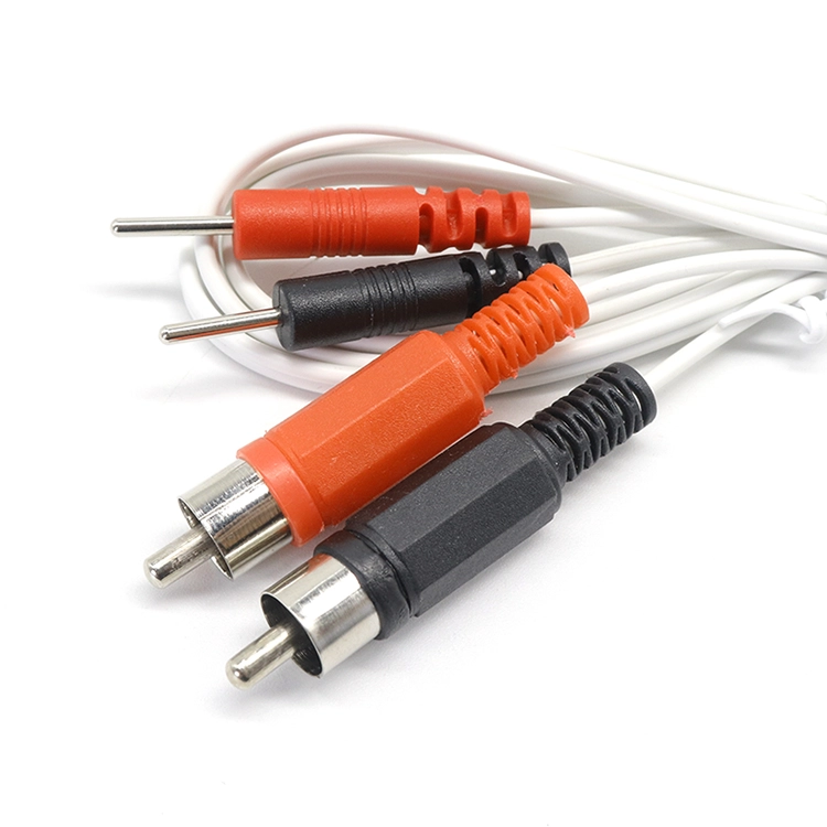 China Cabo RCA macho duplo para pino de eletrodo 2.0 duplo DIN masculino para fisioterapia para decodificador fabricante