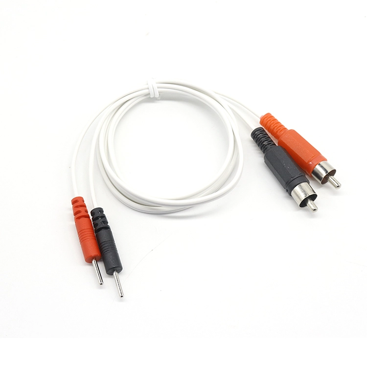 China Cabo RCA macho duplo para pino de eletrodo 2.0 duplo DIN masculino para fisioterapia para decodificador fabricante