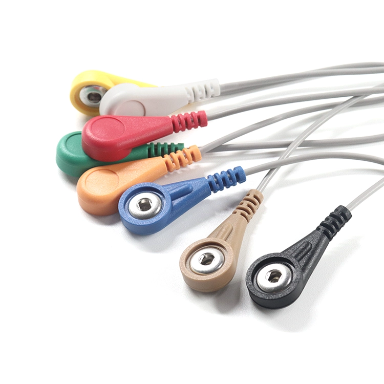 China RJ45 8P8C to 4.0mm Electrode Snap Female ECG EKG EMG Cable 8 leads wires manufacturer