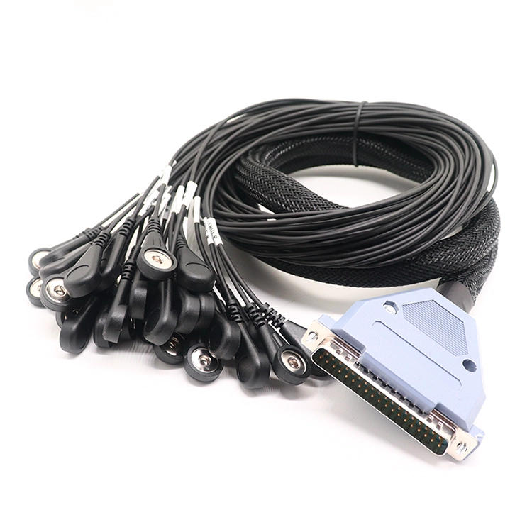 China Kundenspezifisches DB37-zu-EKG-Ableitungskabel-Set 18 Ableitungen 3,5 4,0 mm Snap-kompatibles Kabel Hersteller