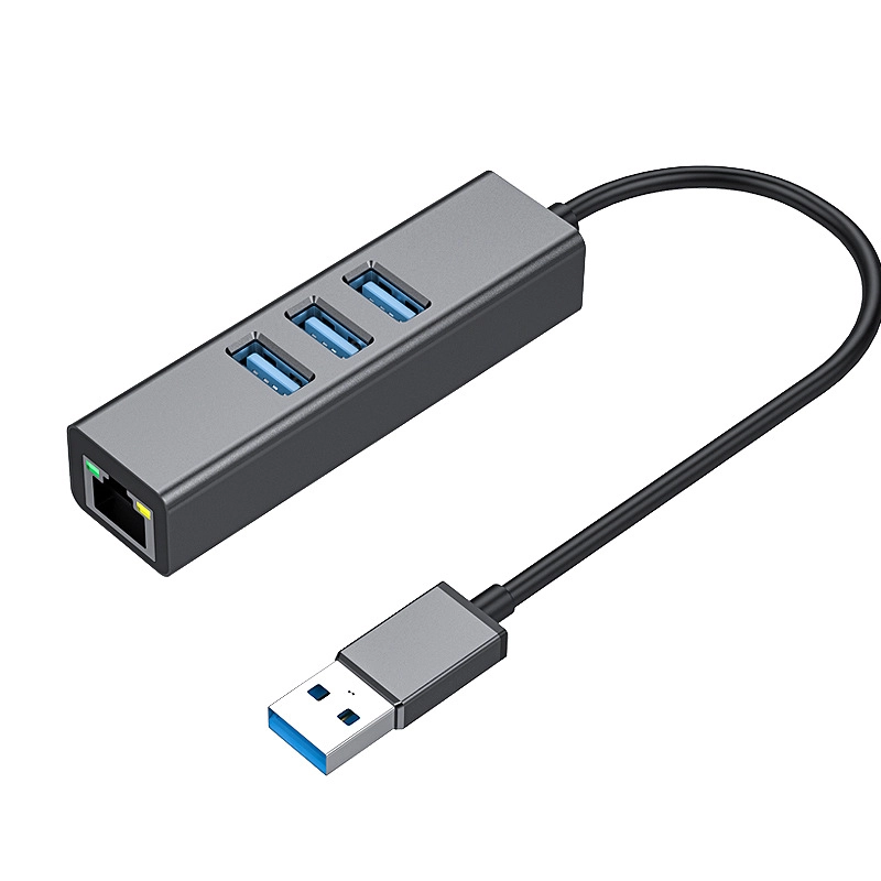 China 1000Mbps Gigabit 3 Poorten USB Type C 3.0 naar LAN Type C Hub USB Ethernet Adapter fabrikant