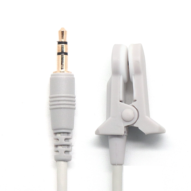 China Conector de áudio reutilizável de 3,5 mm para cabo de sonda de sensor Spo2 Cabo com clipe de orelha adulto fabricante