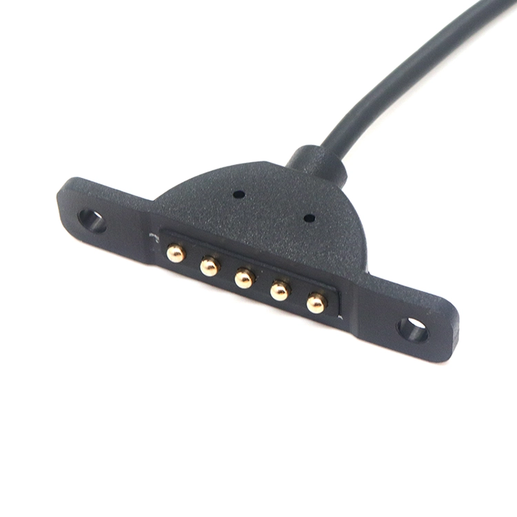 China Customized USB 2.0 Male to 5pin Magnetic Charging Cable Pogo Pin Spring Loaded Connector Charger Cable manufacturer