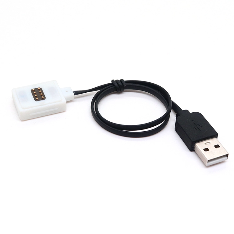China Aangepaste USB A Male naar 8PIN Magnetische Pogo Pin Charger USB-kabel voor Smart Wearable fabrikant