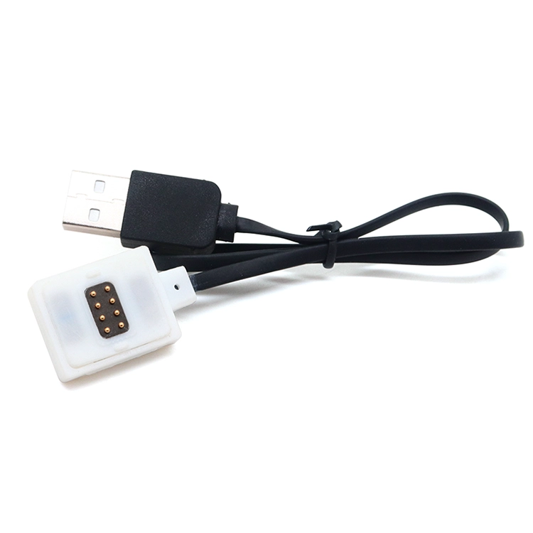 China Aangepaste USB A Male naar 8PIN Magnetische Pogo Pin Charger USB-kabel voor Smart Wearable fabrikant