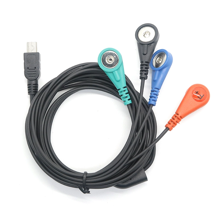 China Mini USB 5P to 5 leads Electrode Female Snap ECG EEG EKG EMG Machine Replacements Cable manufacturer