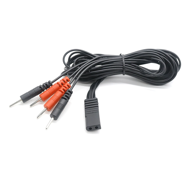 porcelana 4 pines de electrodo hembra de 2,0 mm a electrodo hembra de 2 mm, cable conductor TENS de doble puerto fabricante