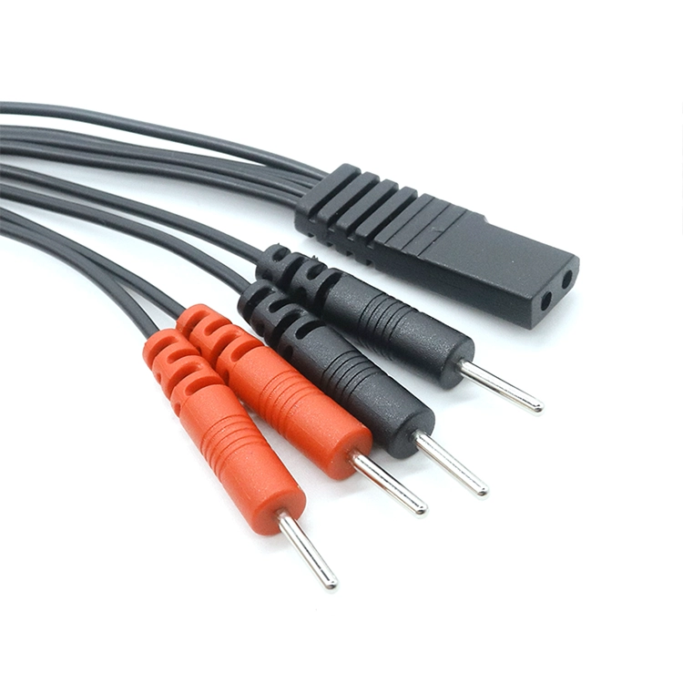porcelana 4 pines de electrodo hembra de 2,0 mm a electrodo hembra de 2 mm, cable conductor TENS de doble puerto fabricante