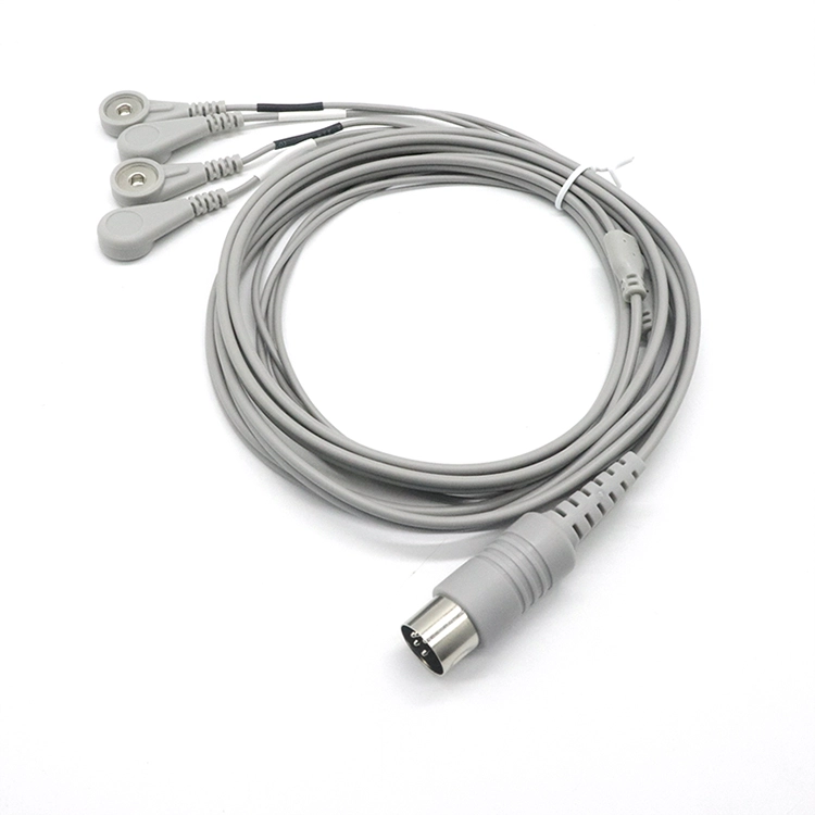 중국 Din 5Pin 커넥터 남성-차폐 와이어 4.0MM 여성 ECG 스냅 차폐 와이어 물리 치료 기계용 10 케이블 제조업체