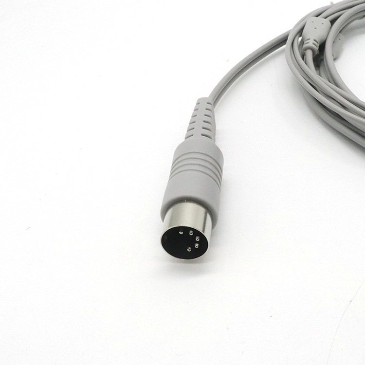 중국 Din 5Pin 커넥터 남성-차폐 와이어 4.0MM 여성 ECG 스냅 차폐 와이어 물리 치료 기계용 10 케이블 제조업체