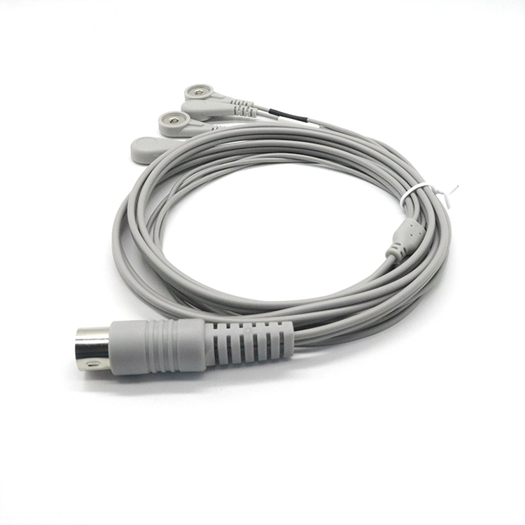 중국 Din 5Pin 커넥터 남성-차폐 와이어 4.0MM 여성 ECG 스냅 차폐 와이어 물리 치료 기계용 10 케이블 제조업체