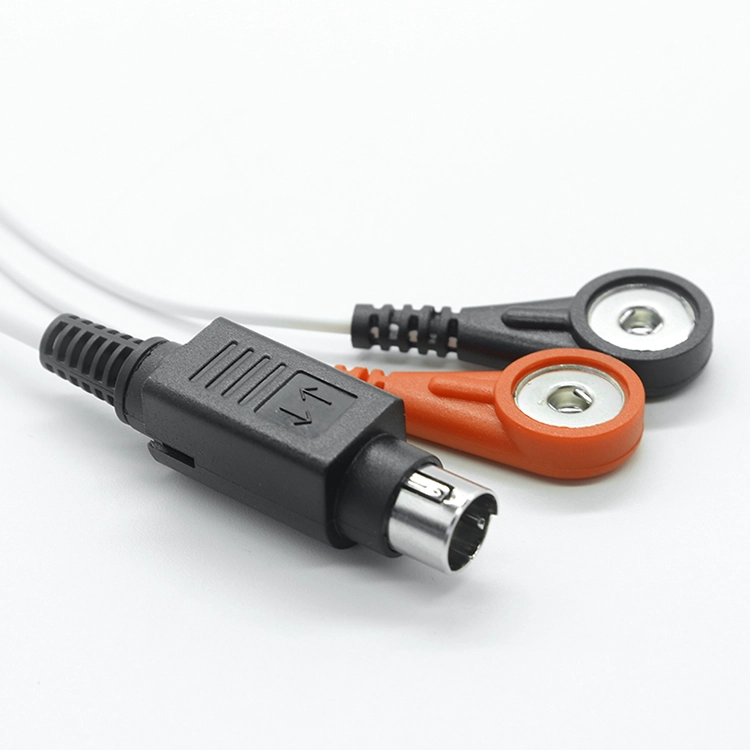 China MD6P Mini-DIN-6-poliger Stecker auf 2-adrige 4,0-mm-Buchse, EKG-Schnappabschirmungsdraht, Zehnerkabel Hersteller