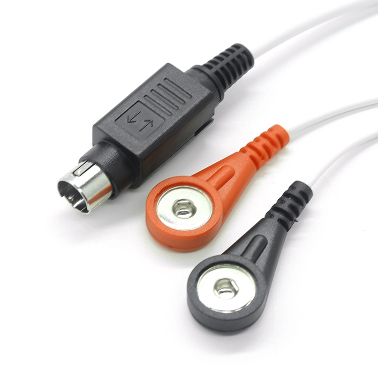 China MD6P Mini-DIN-6-poliger Stecker auf 2-adrige 4,0-mm-Buchse, EKG-Schnappabschirmungsdraht, Zehnerkabel Hersteller
