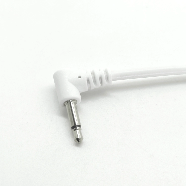 Chine Prise Audio 3.5mm, angle droit de 90 degrés à broche d'électrode de 2mm, fil de plomb Tens, câble médical d'électrode 2 en 1 fabricant