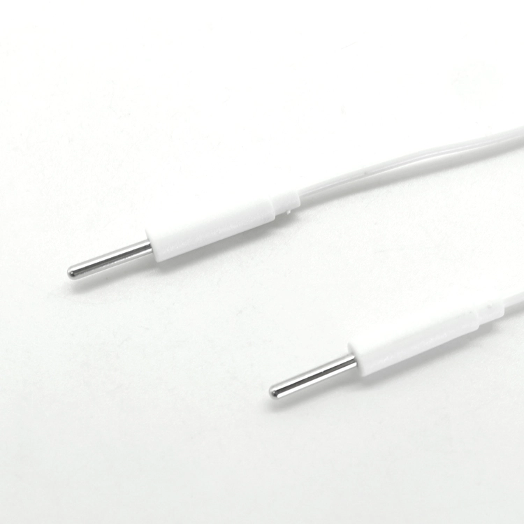 Chine Prise Audio 3.5mm, angle droit de 90 degrés à broche d'électrode de 2mm, fil de plomb Tens, câble médical d'électrode 2 en 1 fabricant