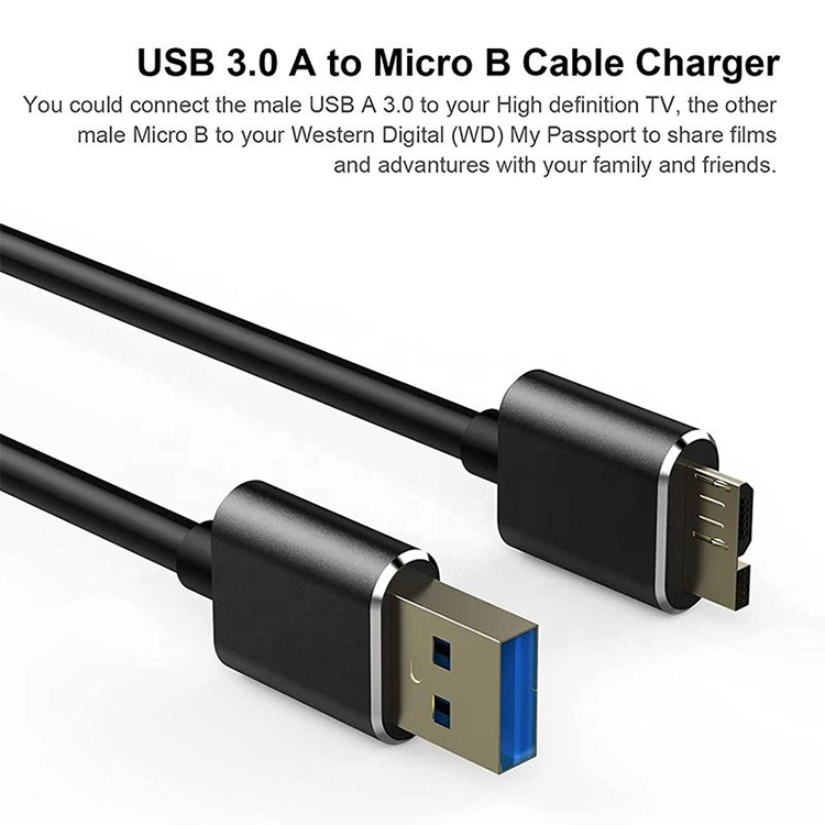 China 0,5M 1M 1,5M USB 3.0 Type A Type-A USB-A mannelijk naar Micro B Micro-B mannelijk datasynchronisatie-oplaadkabel fabrikant
