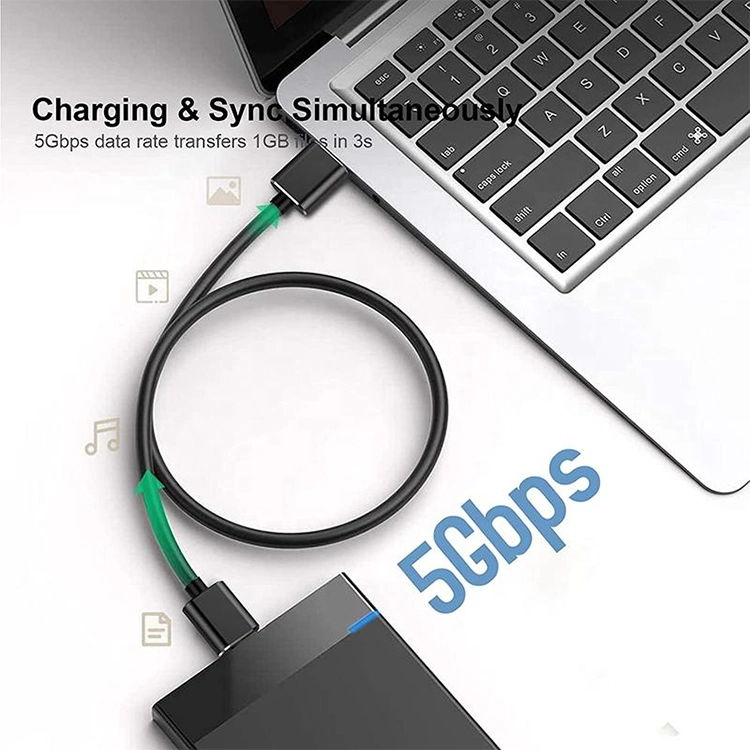 China 0,5M 1M 1,5M USB 3.0 Type A Type-A USB-A mannelijk naar Micro B Micro-B mannelijk datasynchronisatie-oplaadkabel fabrikant