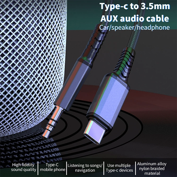 China USB Typ C auf 3,5 mm Aux-Audiokabel, Headset-Lautsprecher, Kopfhöreranschluss, Adapter, Auto-Audiokabel Hersteller