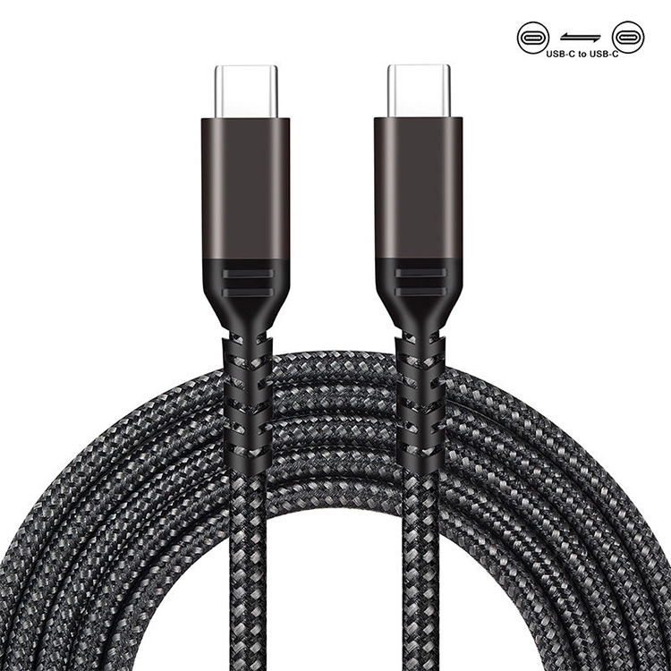 porcelana 100W PD 5A QC 4.0 Cable de carga rápida USB C a USB C, Cable cargador USB trenzado de nailon de aleación de zinc tipo C para iPhone fabricante
