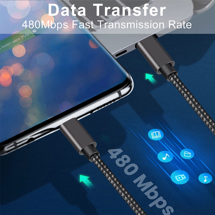 porcelana 100W PD 5A QC 4.0 Cable de carga rápida USB C a USB C, Cable cargador USB trenzado de nailon de aleación de zinc tipo C para iPhone fabricante