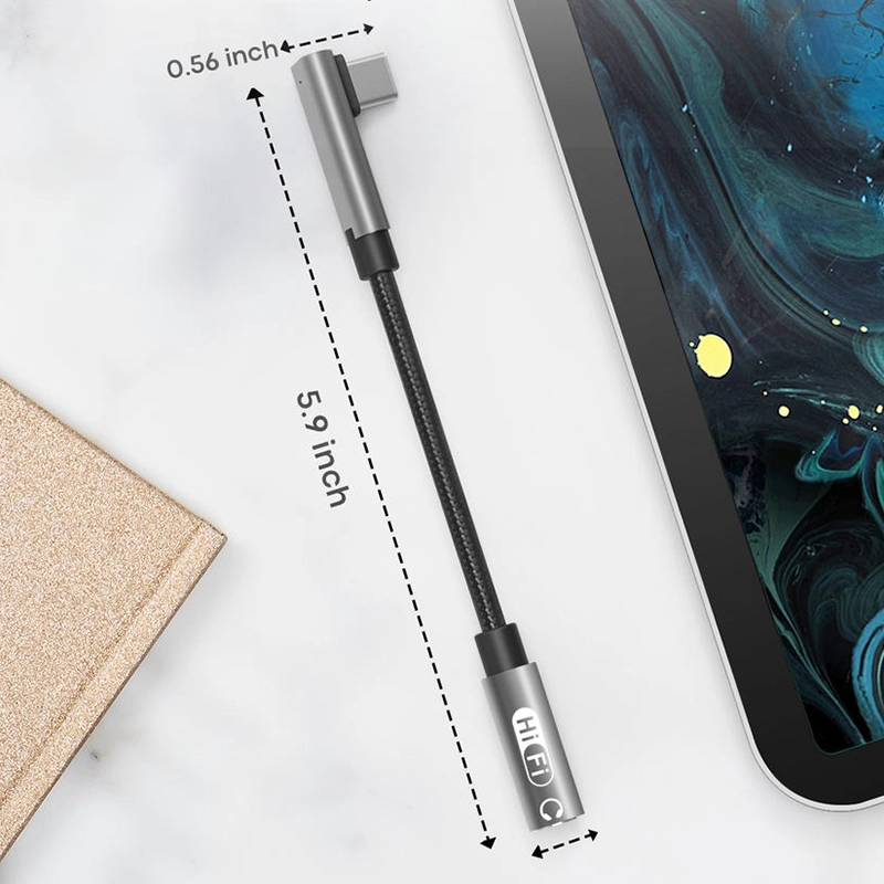 Cina Adattatore jack per cuffie femmina da 3,5 mm Cavo dongle da USB tipo C a Aux da 90 gradi produttore