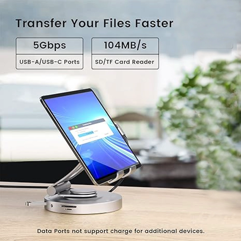 China Hub USB C para estação de acoplamento iPad Pro, suporte dobrável rotativo 8 em 1 para tablet tipo C com 4K HDMI, porta de dados USB C 3.0 fabricante